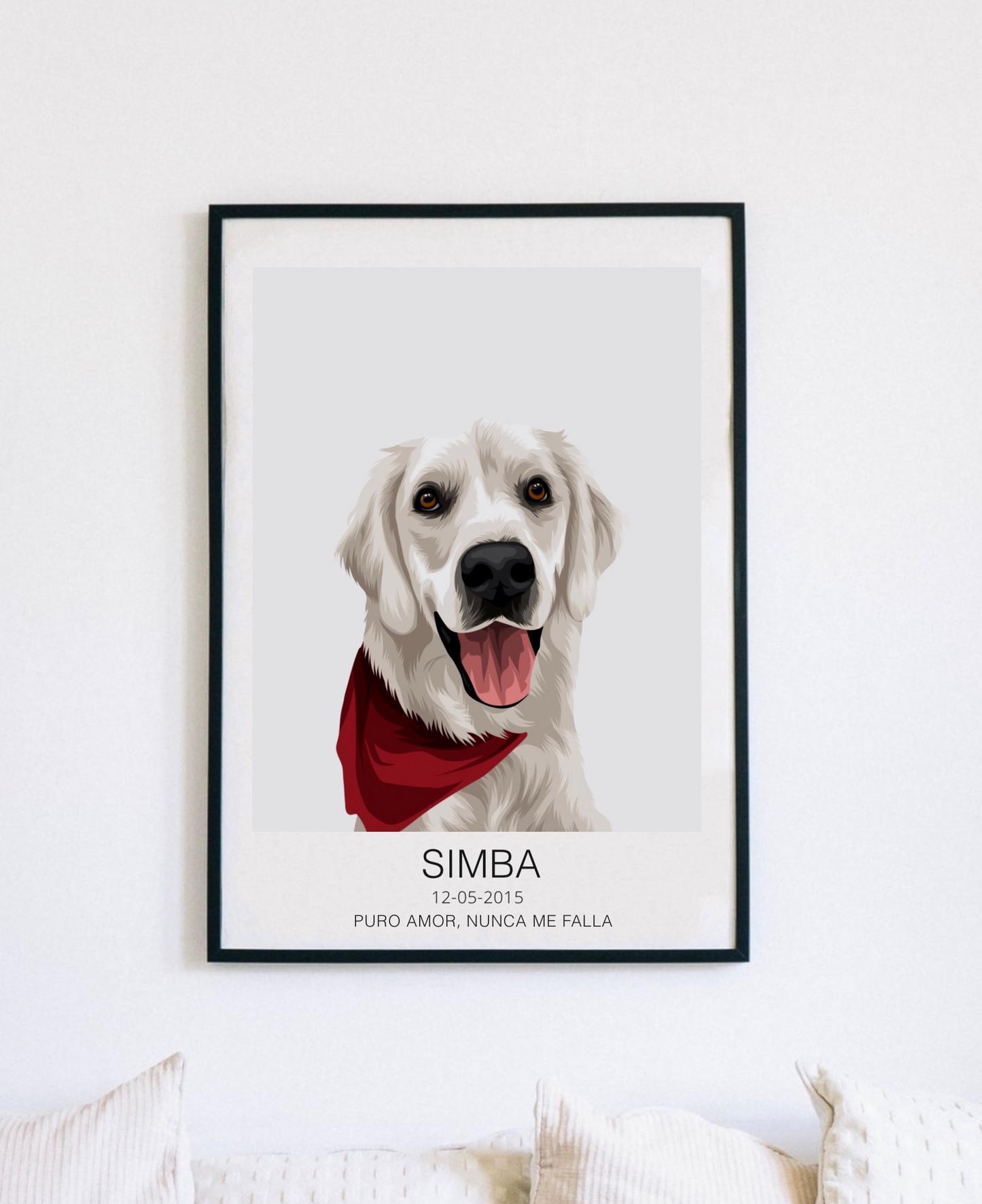 Pet portrait with phrase and date