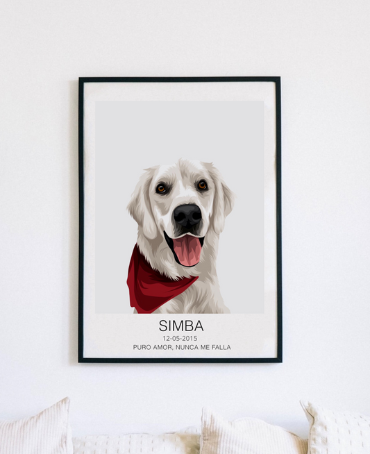 Pet portrait with phrase and date